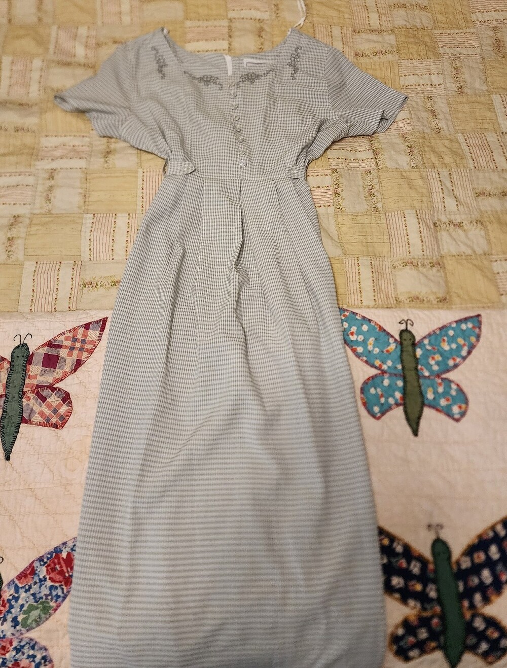 Erika Green Gingham Maxi Dress Large